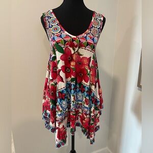 Desigual ‘Cecil’ Floral Sleeveless Handkerchief Hem Tunic NWT!